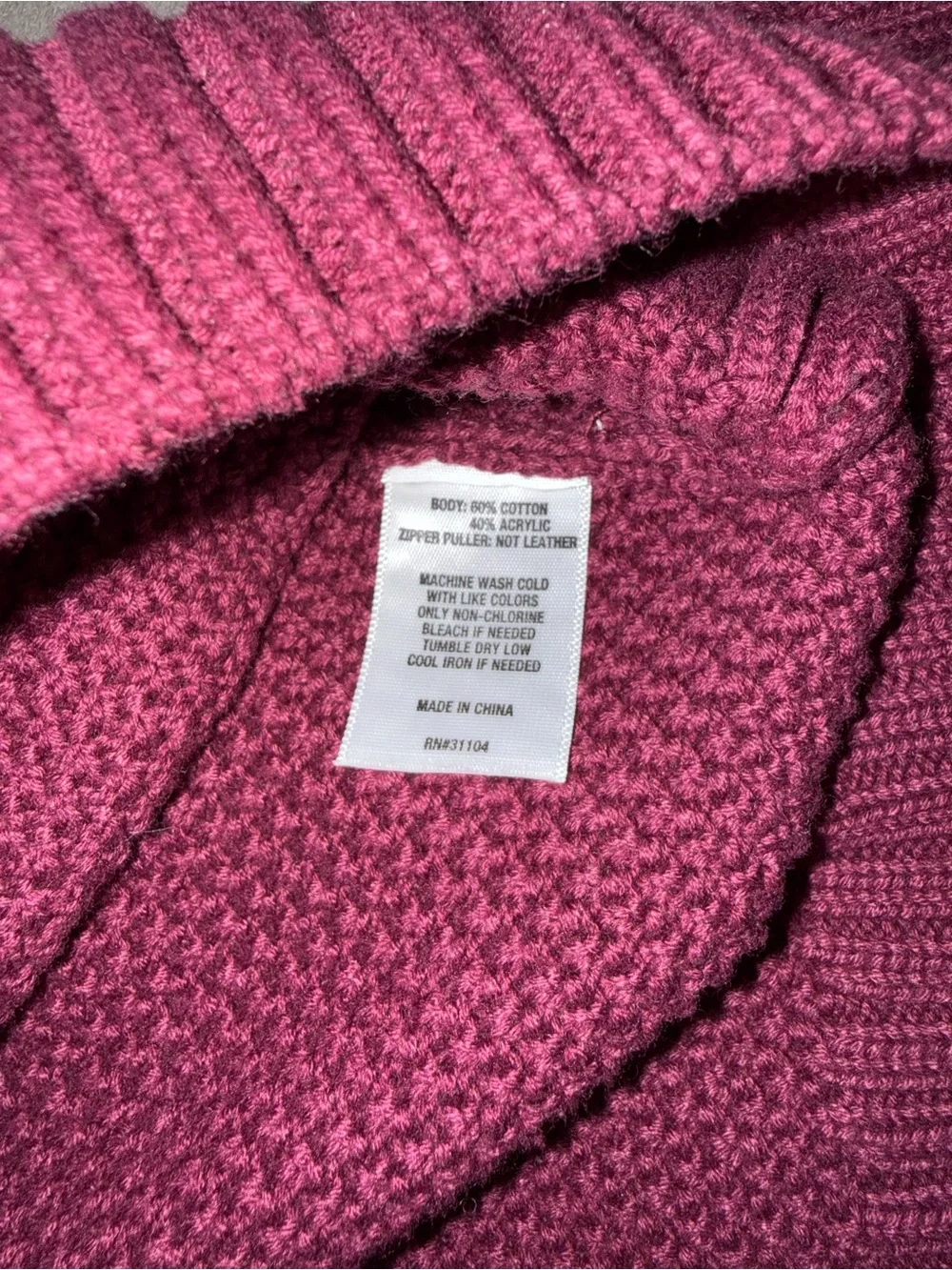 Crown & Ivy 3XL Burgundy Cable Knit 1/4 Zip Sweater
